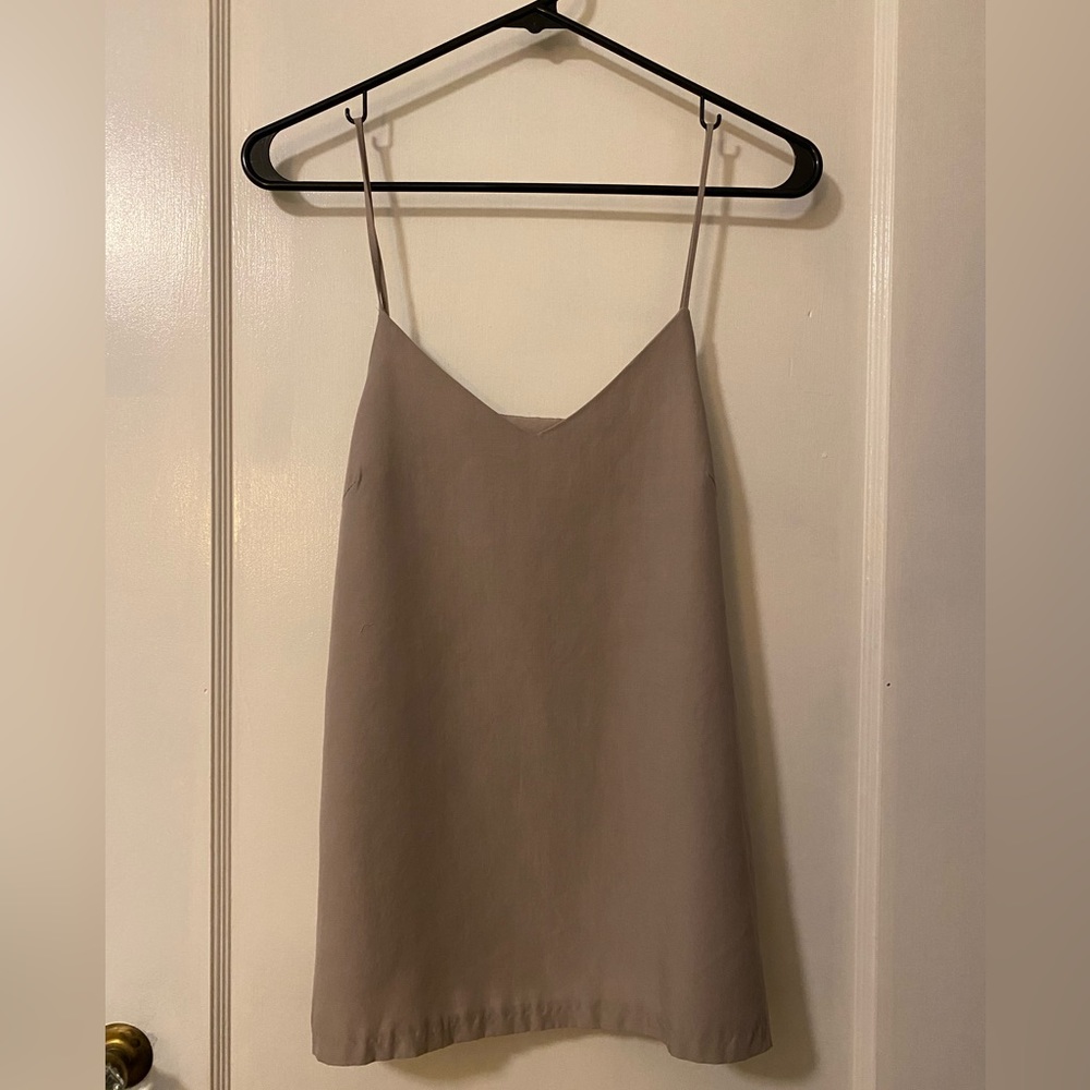 Almina Concept Neutral V- neck Spaghetti Strap Tank Blouse